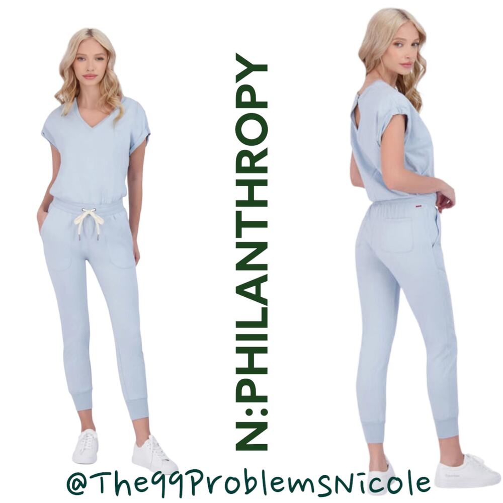 Philanthropy Powder Blue Short Sleeve Jumpsuit